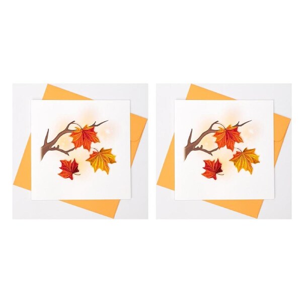 2x Boyle Handmade Paper Quilled 15x15cm Celebration Greeting Card Falling Leaves
