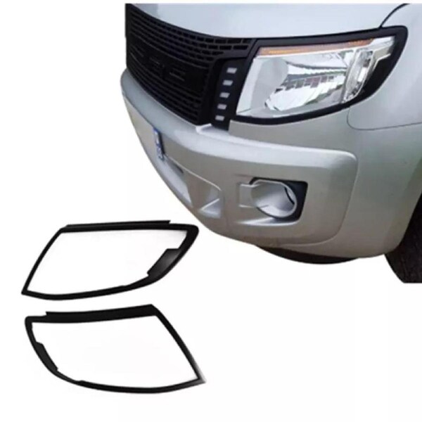 Matte Black Head lights Trim Cover to suit Ford Ranger PX I 2012-2015
