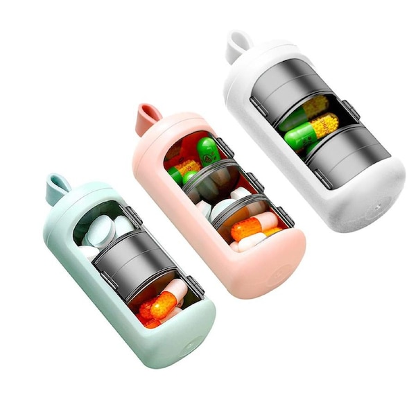 3Pcs Pill Organizer 3 Compartments Mediction Dispenser Daily Pill Container