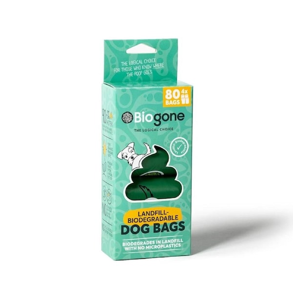 Bio-Gone Biodegradable Dog & Cat Poo Bags - 4 Rolls/80 Bags