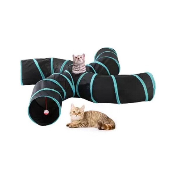 Pet Cat Kitten Puppy 4-Way Foldable Exercise Play Tunnel