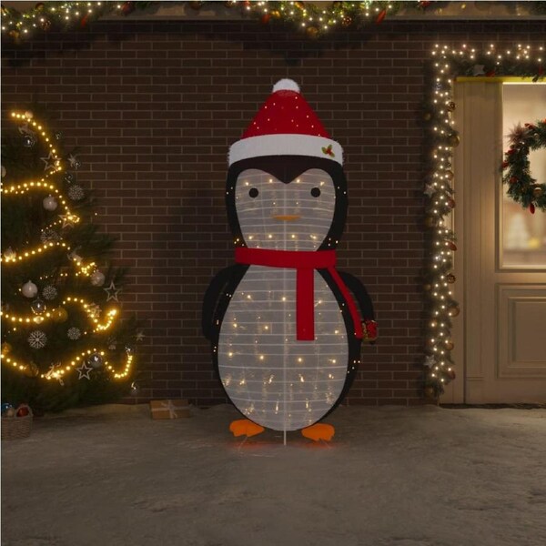 Decorative Christmas Snow Penguin Figure LED Luxury Fabric 180cm vidaXL