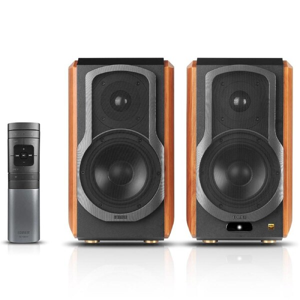 Edifier WiFi Audiophile Active Bookshelf 2.0 Speakers, Wireless Hi-Fi Bookshelf Speaker, support Alexa, AirPlay 2, Spotify,120W RMS Sound System with Bluetooth/Optical/RCA x 2/Coaxial-S1000W-Pair