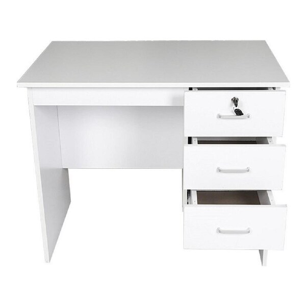 Redfern 1200mm Study Desk with Three Lockable Drawers Durable Melamine White Finish