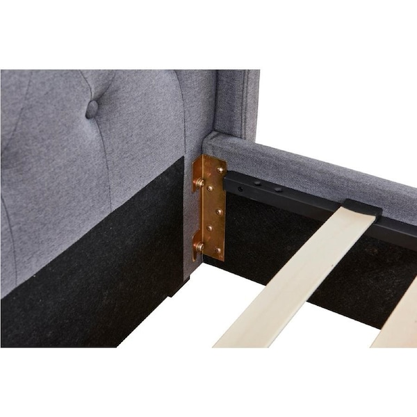 Avalon Queen Bed Frame with 4 Drawers Tufted Fabric Upholstery Storage Drawers Grey