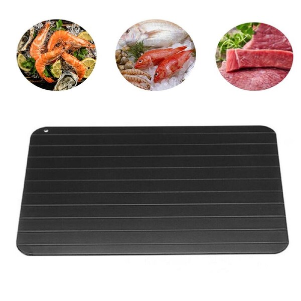 OZNALA Metal Aluminum Fast Defrosting Tray Natural Thawing Frozen Meat Rapid Metal Thawing Plate Board No Power Required Black 29.5 * 20.5cm