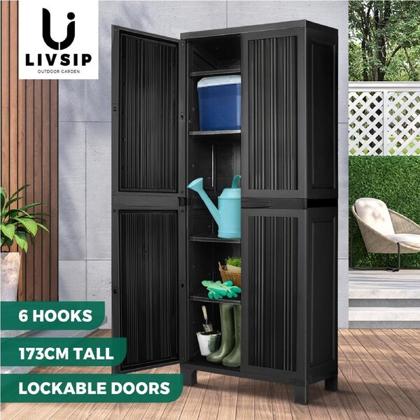 Livsip Outdoor Storage Cabinet Box Cupboard Garage Garden Adjustable Lockable
