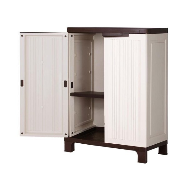 Livsip Outdoor Storage Cabinet Box Garden Cupboard Adjustable Lockable Brown