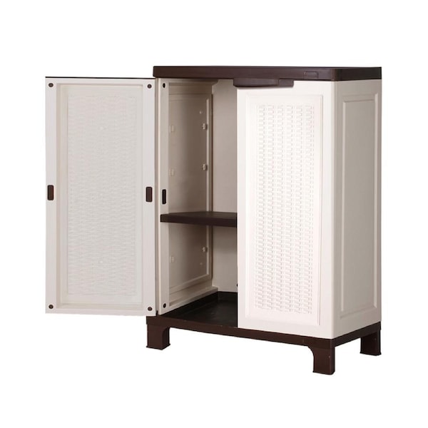 Livsip Outdoor Storage Cabinet Box Garden Garage Cupboard Adjustable Lockable