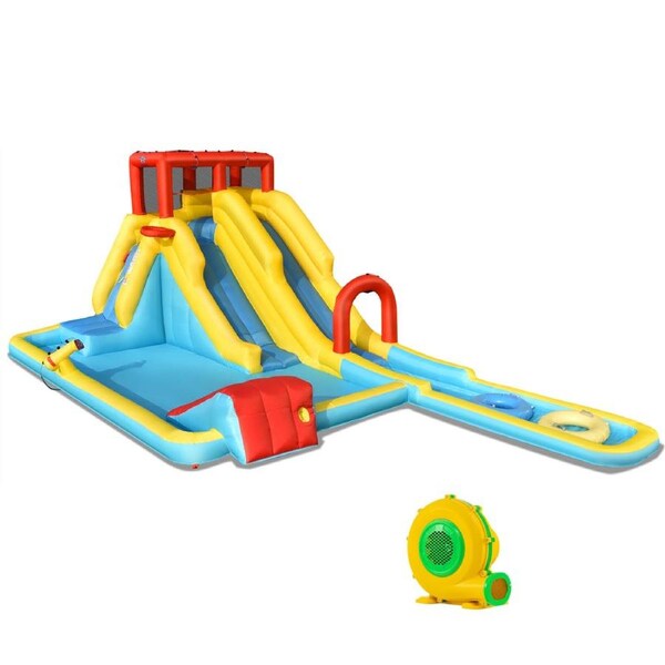 Costway 7 in 1 Inflatable Dual Slide Water Park Bounce Castle Climbing Bouncer w/Blower
