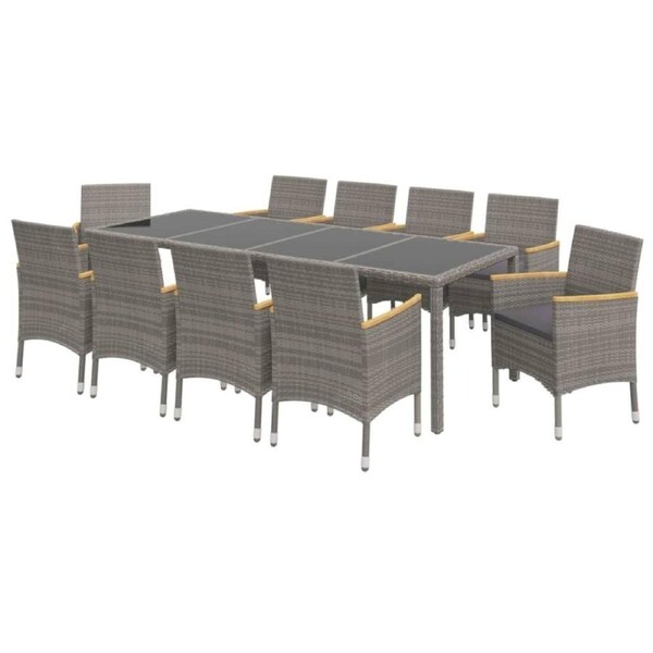10 Seat Outdoor Dining Setting Table Chairs Garden Patio Furniture Rattan Grey
