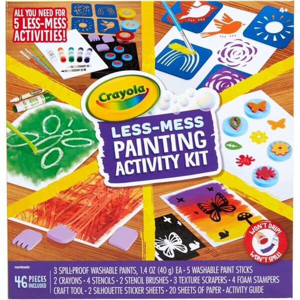 46pc Crayola Less Mess Painting Craft Colouring Activity Kit Kids/Children 4y+