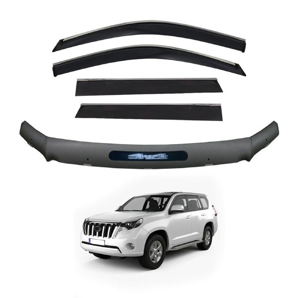Stainless Trim Weather Shields + Bonnet Protector for Toyota Land Cruiser Prado 150 Series 2013-2017