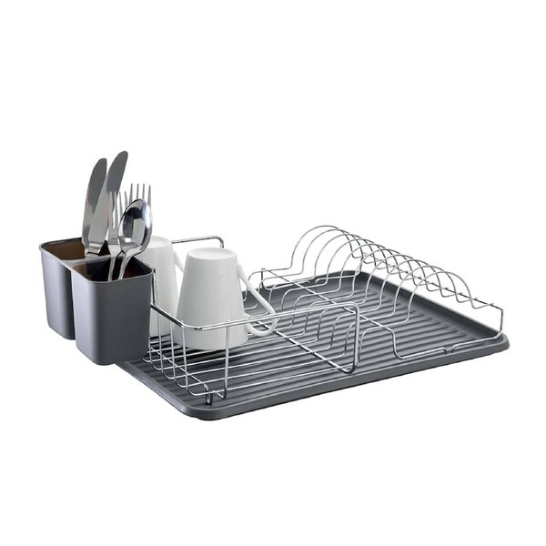 Pura II Low Dish Rack & Mat 15.2X19.4X5.6cm Grey Scullery