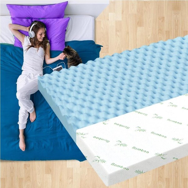 8cm Mattress Memory Foam Toppers Underlays Airflow Zone Cool Gel Bamboo Cover Double STARRY EUCALYPT