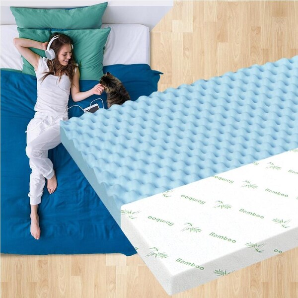 5cm Memory Foam Topper Airflow Zone Bed Mattress Cool Gel Bamboo Cover Queen STARRY EUCALYPT