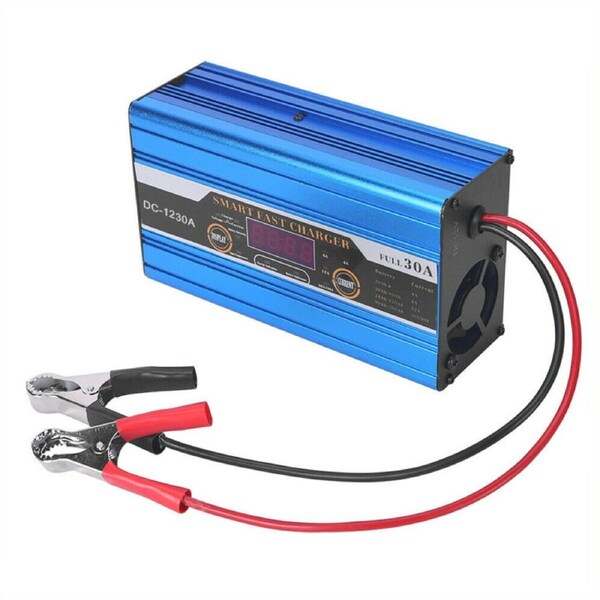OZNALA 12V 30A Battery Charger Smart Charge Three-Phase Charging Mode LCD Screen Display for Car Truck 4WD ATV Boat Caravan Motorcycle