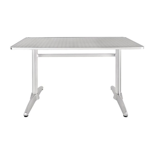 Bolero Rectangular Pedestal Table St/St Top & Alu. Rim - 1200x600mm