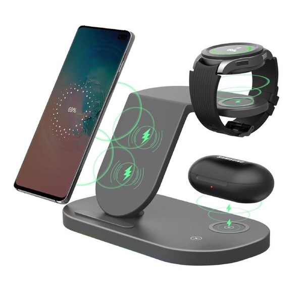 3-IN-1 Wireless Charging Hub: Fast-Charging for Smartphones, Earbuds & Galaxy Watches