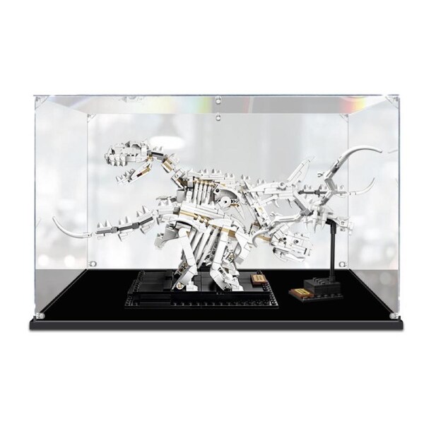 Acrylic Display Case for LEGO 21320 Ideas Dinosaur Fossils Figure Storage Box Dust Proof Glue Free