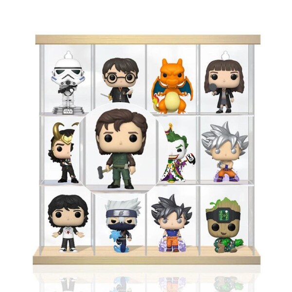 Acrylic Display Case for Funko Pop! Vinyl Stranger Things 4 Steve in Hunter Outfit 3.75 Inch Compatible 12 Slots Wall Mount Dust Proof Glue Free