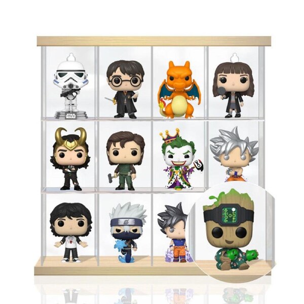 Acrylic Display Case for Funko Pop! Vinyl Marvel I Am Groot 3.75 Inch Compatible 12 Slots Wall Mount Dust Proof Glue Free