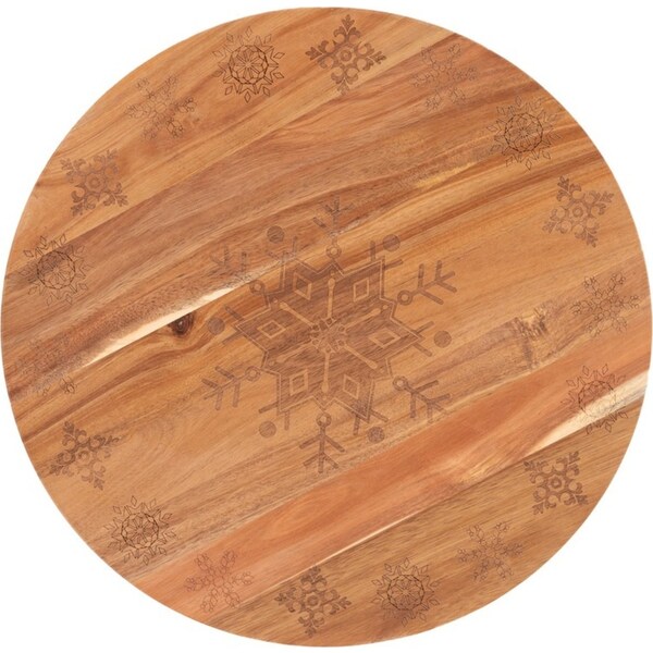 Bread and Butter 18 Inch Wooden Lazy Susan Tray - Wood Snowflake