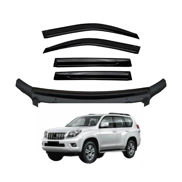 Luxury Weather Shields + Bonnet Protector for Toyota Land Cruiser Prado 150 Series 2010-2013
