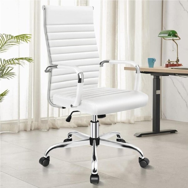 ALFORDSON Office Chair Padded Seat PU Leather White - High Back