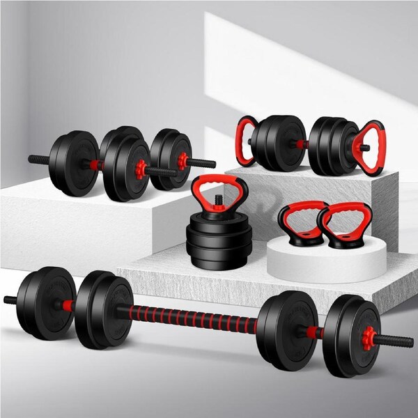 BLACK LORD 20kg 7in1 Adjustable Dumbbell & Barbell & Kettlebell Set