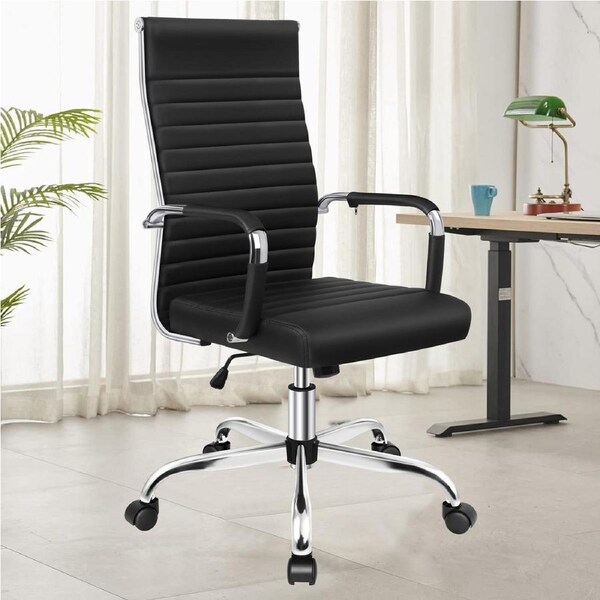ALFORDSON Office Chair Padded Seat PU Leather Black - High Back