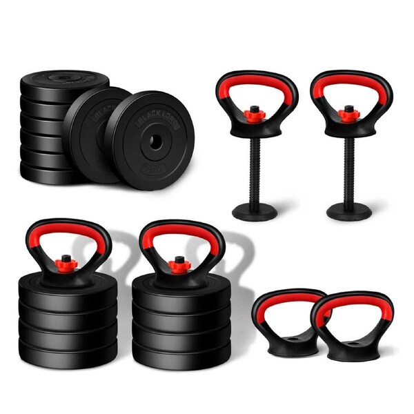 BLACK LORD Adjustable Kettlebell Handles for Weight Lifting Plates Dumbbell Set Push Up