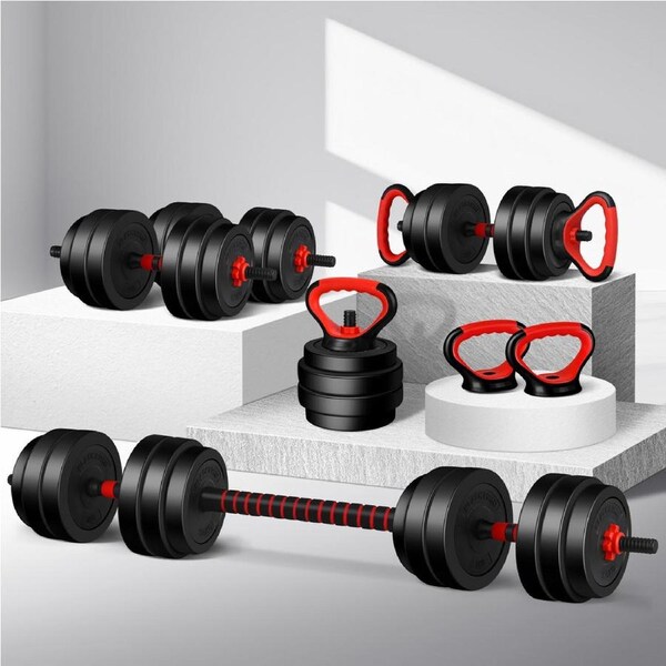 40kg BLACK LORD 7in1 Adjustable Dumbbell & Barbell & Kettlebell Set