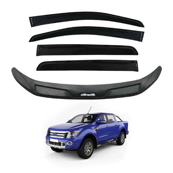 Injection Weather Shields + Bonnet Protector for Ford Ranger Dual Cab 2012-2015