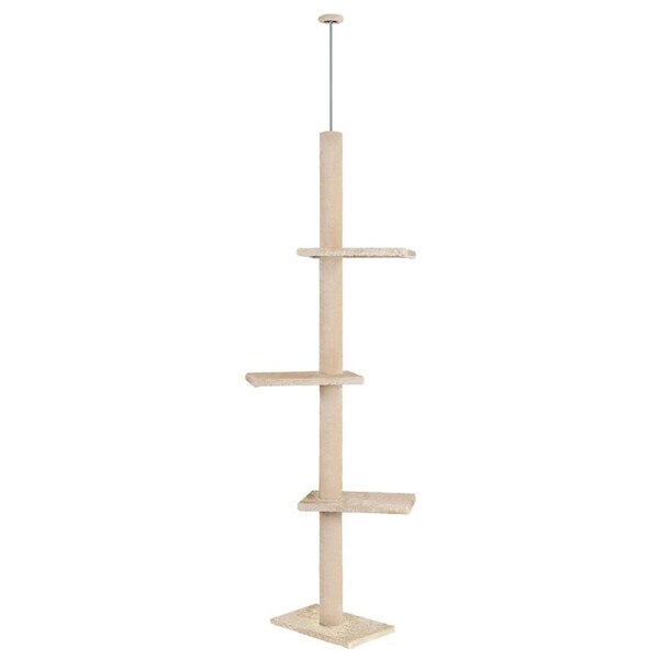 BEASTIE Cat Tree Floor to Ceiling Scratching Post Beige 230-286cm