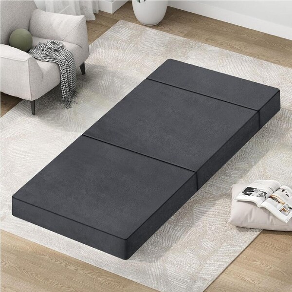 3-Fold STARRY EUCALYPT Folding Mattress Portable Bed with Fabric Cover Single