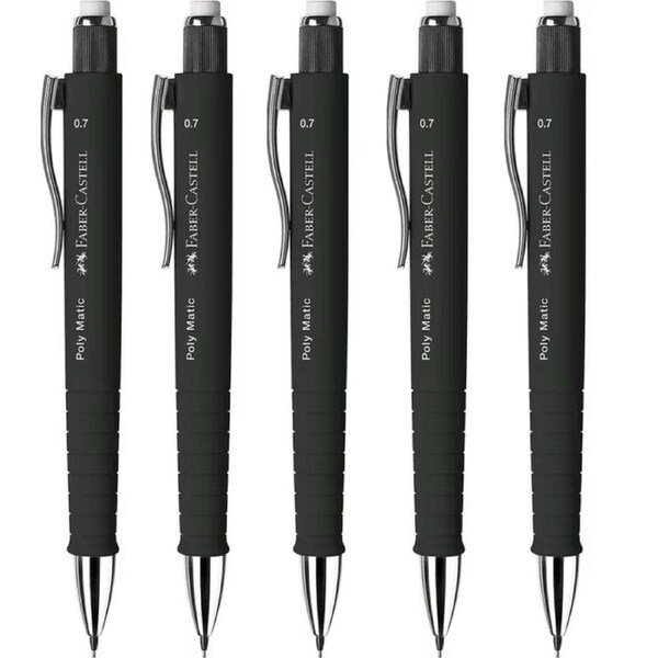 Faber-Castell Polymatic Mechanical Pencil Pacer 0.7mm Black 5 Pack
