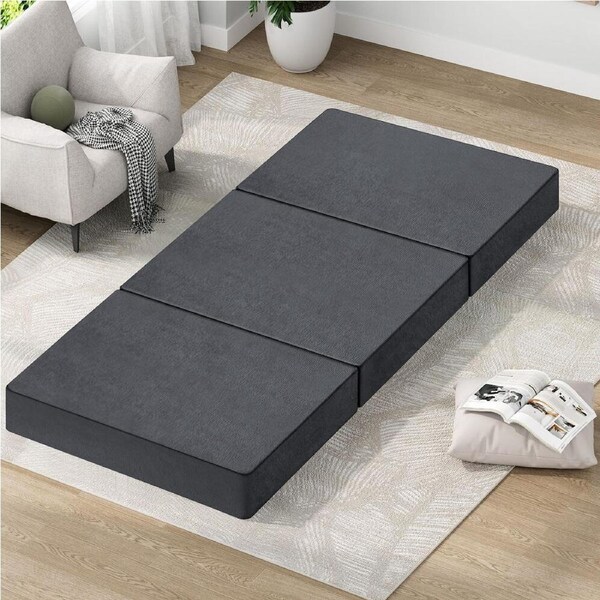 3-Fold STARRY EUCALYPT Folding Mattress for Lounge Sofa Portable Bed with Fabric Cover Single