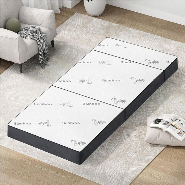 3-Fold STARRY EUCALYPT Folding Mattress for Sofa Lounge Portable Bed with Bamboo Cover Single