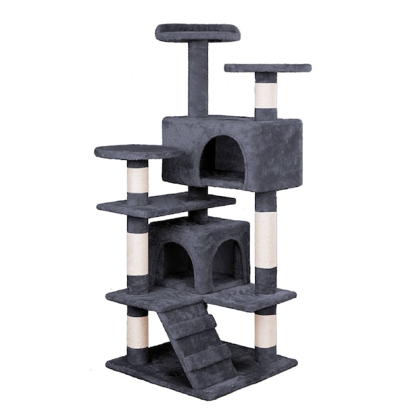 BEASTIE Cat Tree Tower 134cm Scratching Post Furniture Scratcher House Grey