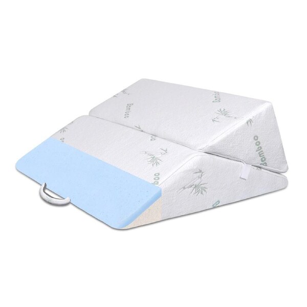 STARRY EUCALYPT Wedge Pillow Memory Foam Bamboo Cover Set of 2 - Small & Big Pillows