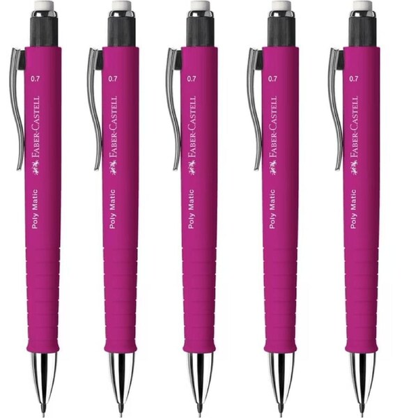 Faber-Castell Polymatic Mechanical Pencil Pacer 0.7mm Pink 5 Pack