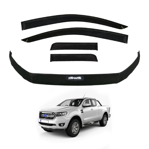 Weather Shields + Bonnet Protector for Ford Ranger Extra Cab 2016-2022