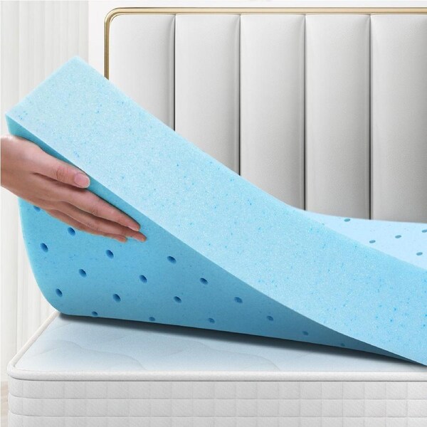 STARRY EUCALYPT 8cm Memory Foam Topper Cool Gel Ventilated Mattress Bed Bamboo Underlay Single