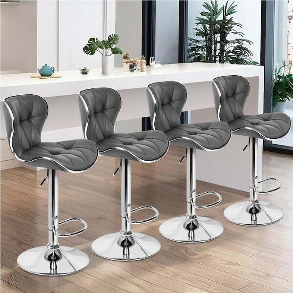 4x ALFORDSON Bar Stools Triangle Motif Grey