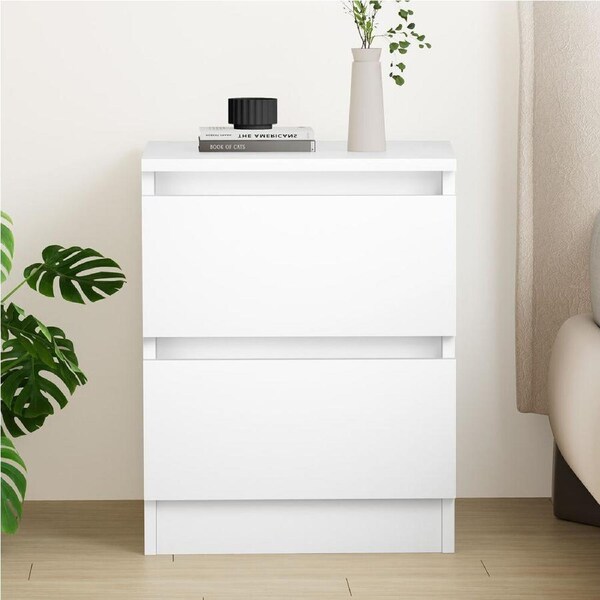 ALFORDSON Bedside Table - Meg Handle-free Nightstand (White)