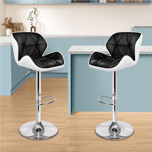 2x ALFORDSON Bar Stools Swivel Chair Black White