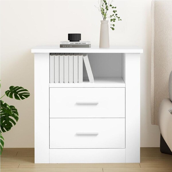 ALFORDSON Bedside Table - Aurel Clean-lined Nightstand (White)