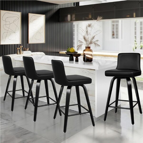 4x ALFORDSON Bar Stools Mid Back Black
