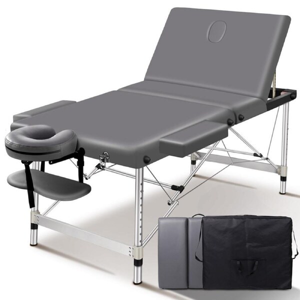 ALFORDSON Massage Table Portable 3 Fold Lift Up 65cm (Grey)